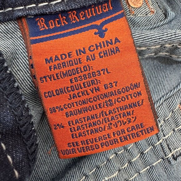 Rock Revival Jacklyn Boot Jeans Women's 32 Embellished Pockets Thick Stitch Y2K - Picture 9 of 12